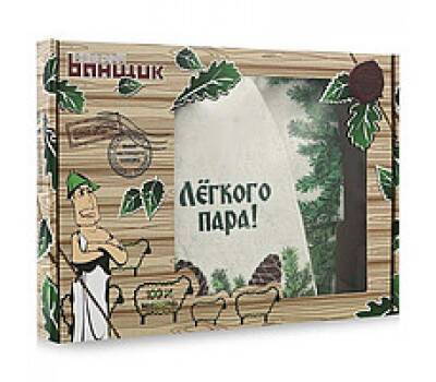 Набор банный (Еловый), в подарочной коробке (шапка, две рукавицы)