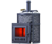 Чугунная печь для бани Авангард ЗК 25 (М) Pro Ураган в круглой сетке