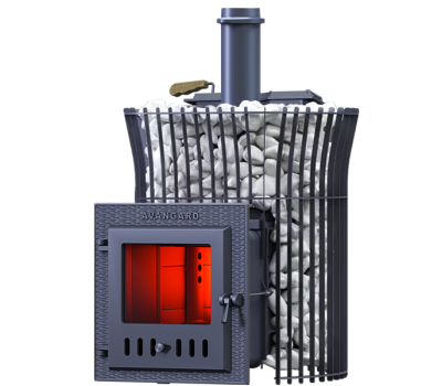 Чугунная печь для бани Авангард ЗК 25 (М) Pro Ураган в сетке Тюльпан