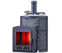 Чугунная печь для бани Авангард ЗК 25 (П2) Pro Ураган в круглой сетке