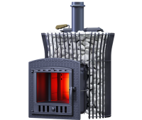 Чугунная печь для бани Авангард ЗК 25 (П2) Pro Ураган в сетке Тюльпан