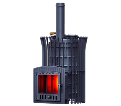 Чугунная печь для бани Авангард ЗК 40 (П2) Pro Ураган в сетке Тюльпан